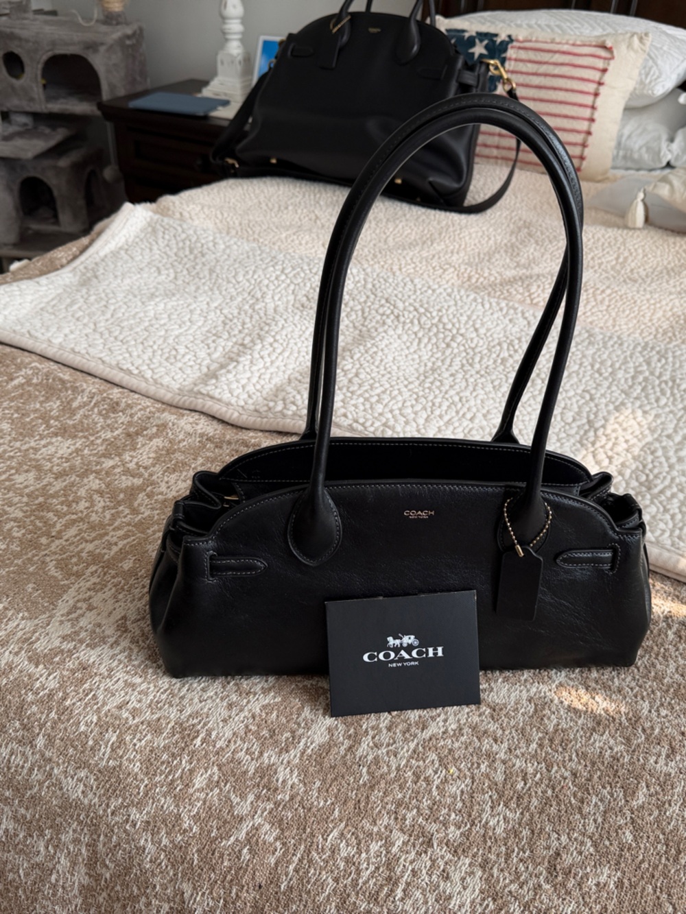 Coach Black Leather Shoulder Satchel - Picture 1 of 5